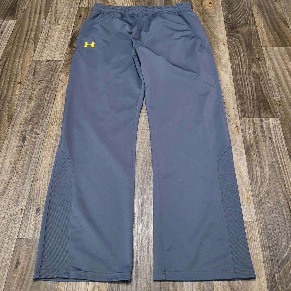 Under Armour Pants Mens XL Gray Yellow Regular Athletic Sweatpants
